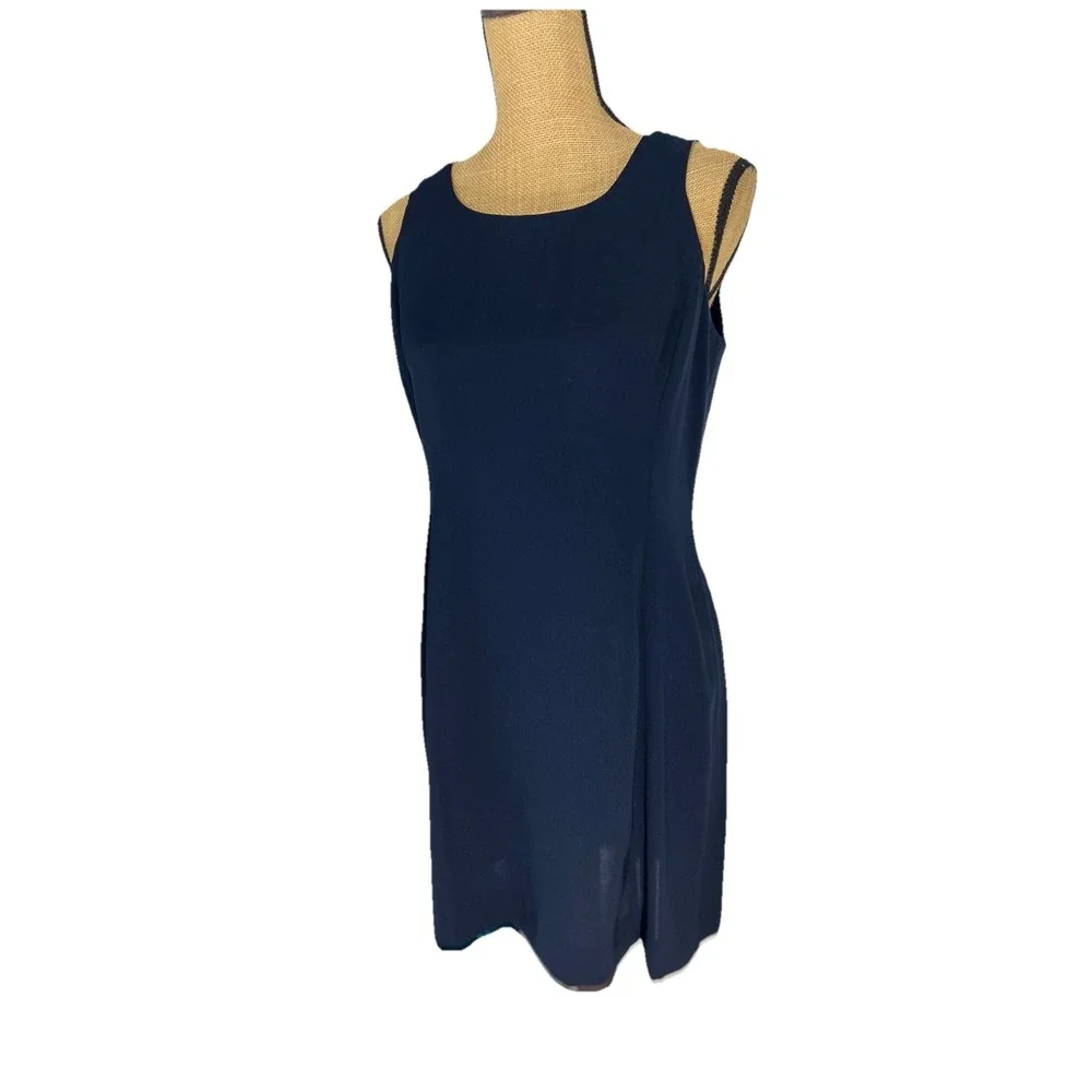 Jones New York Navy Sheath Dress Petite 12P Sleeveless Career Work Office NWT - Picture 5 of 10